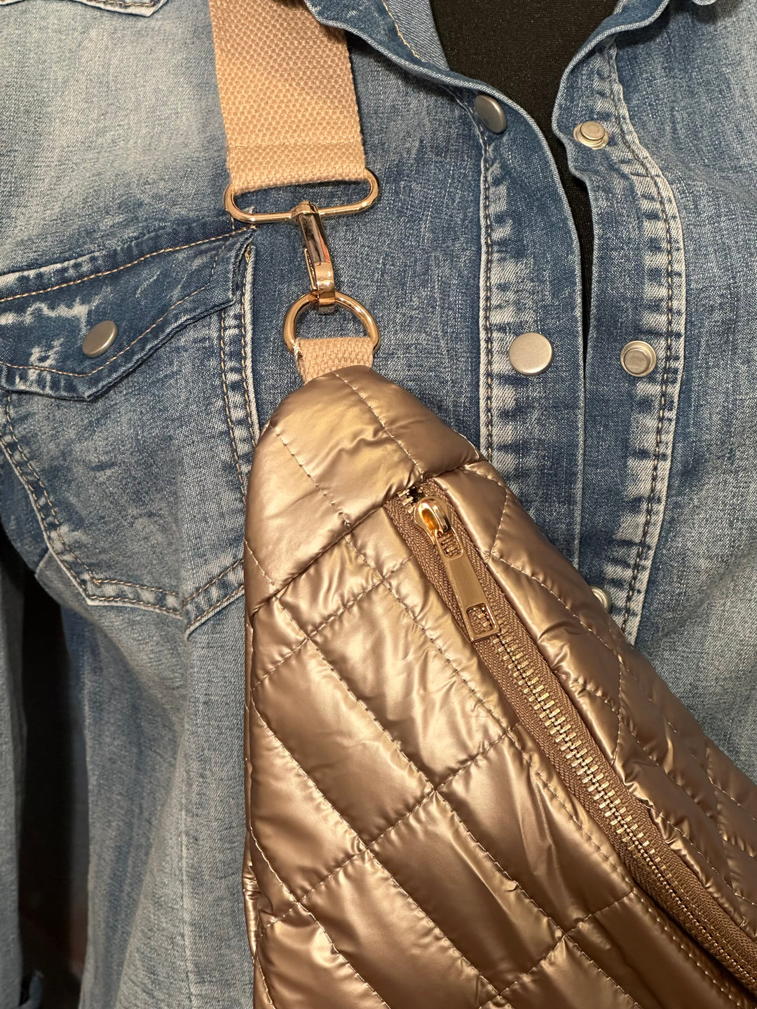 Sac banane matelassé bronze