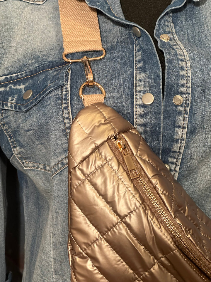 Sac banane matelassé bronze