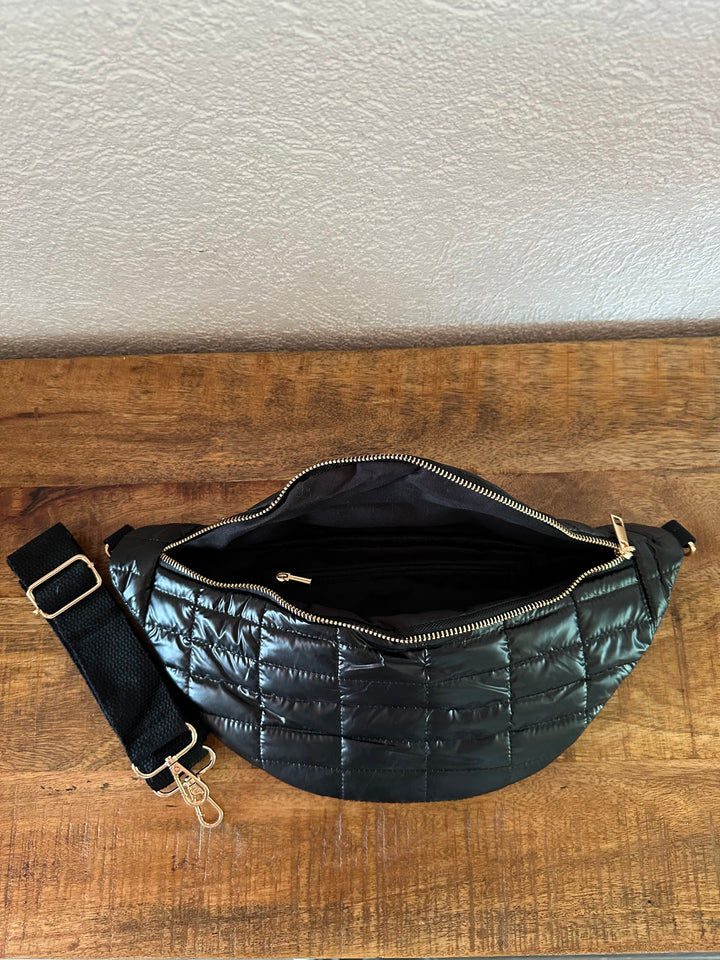 Sac banane matelassé noir