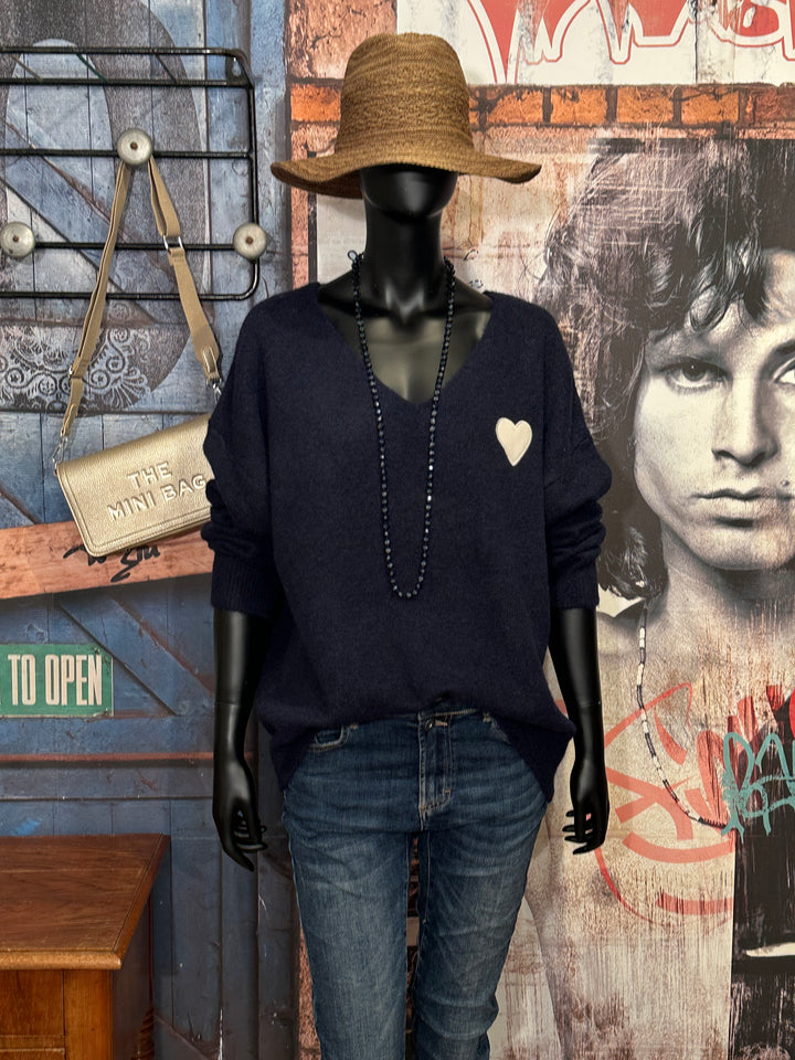 Pull col V + size "Coeur" (42/46)