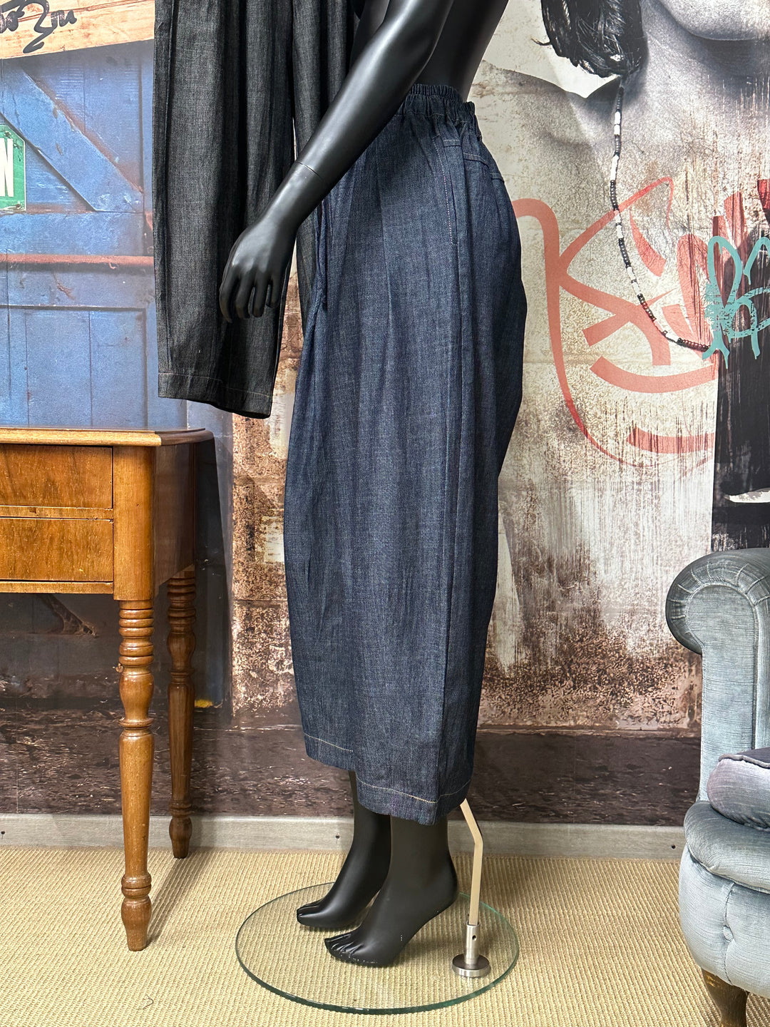 Pantalon large 7/8 "Levi" taille élastique (40/44)