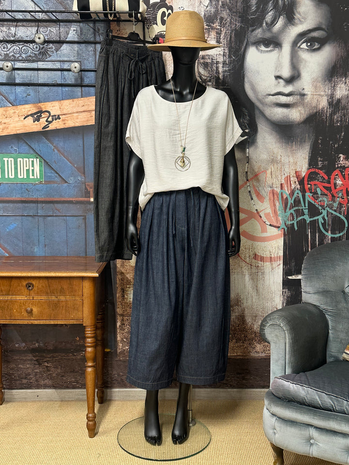Pantalon large 7/8 "Levi" taille élastique (40/44)