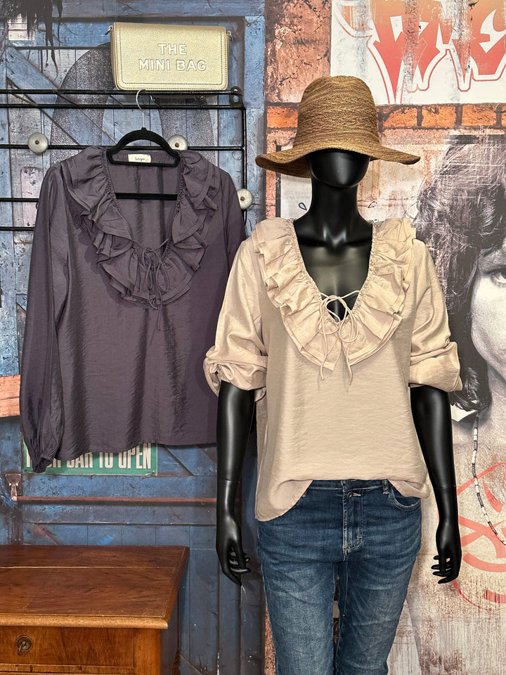 Blouse à volants satinée (36/38)