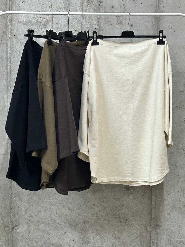 Pull uni "Elise" col bateau &amp; manches kimono  (38/42) MADE IN ITALY