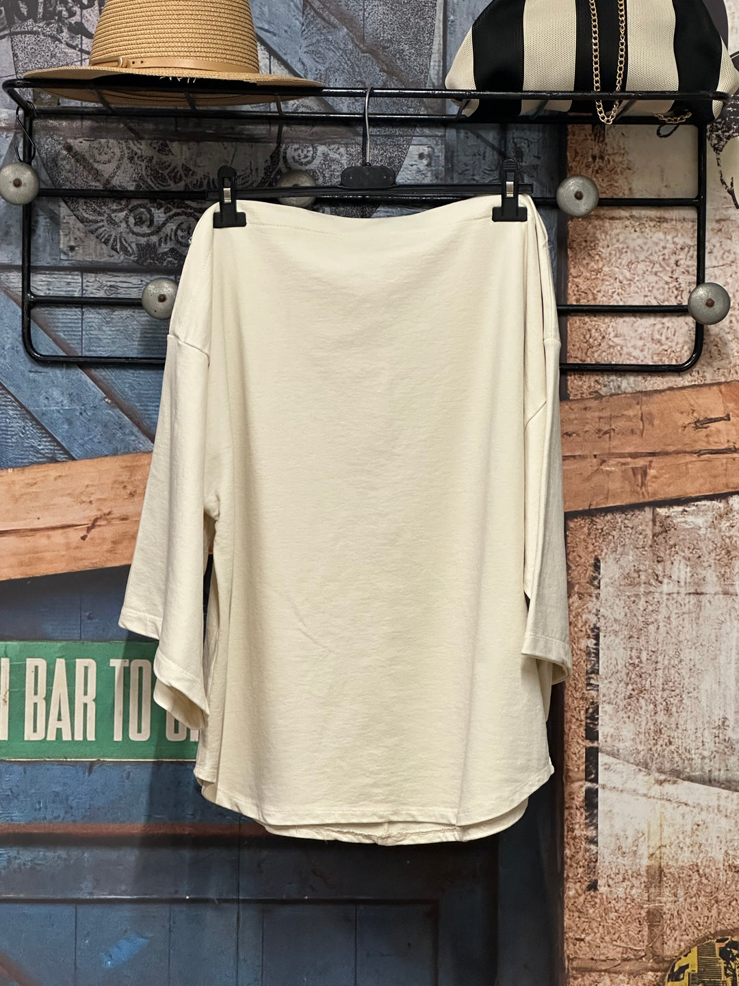 Pull uni "Elise" col bateau &amp; manches kimono  (38/42) MADE IN ITALY
