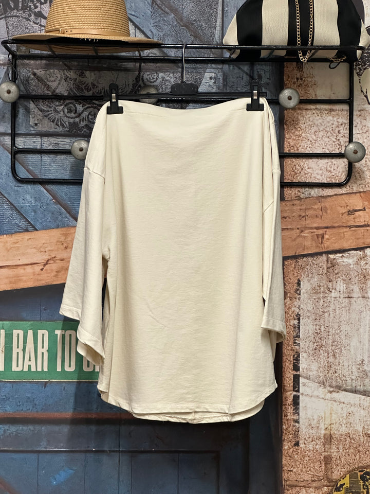 Pull uni "Elise" col bateau &amp; manches kimono  (38/42) MADE IN ITALY