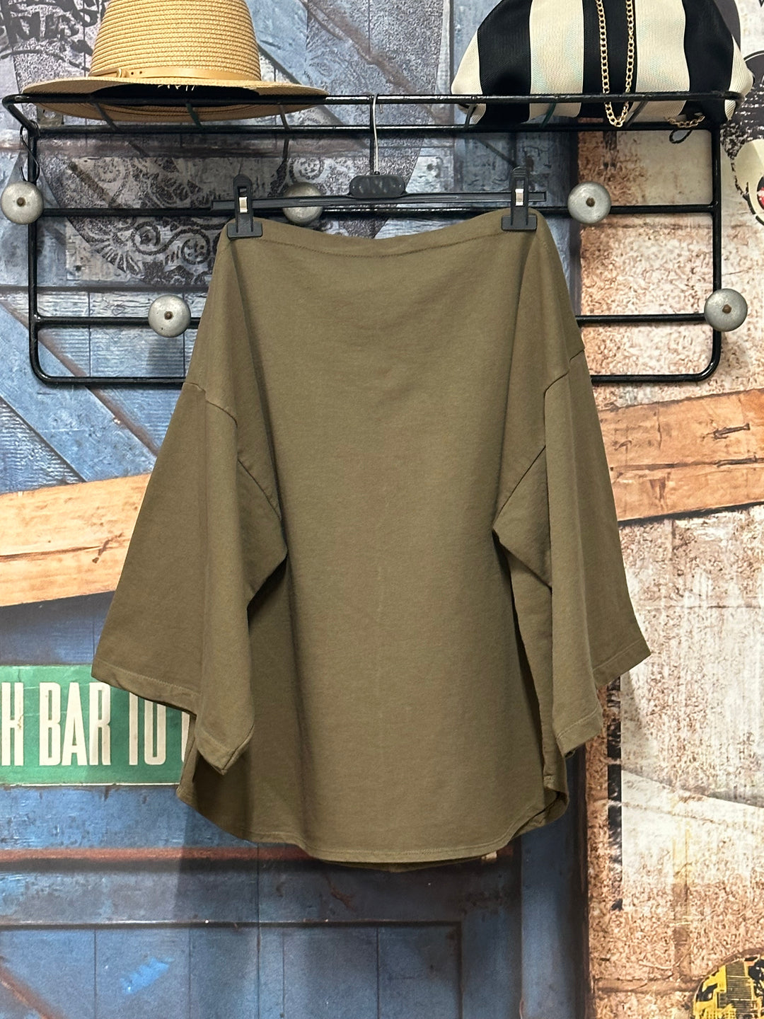 Pull uni "Elise" col bateau &amp; manches kimono  (38/42) MADE IN ITALY