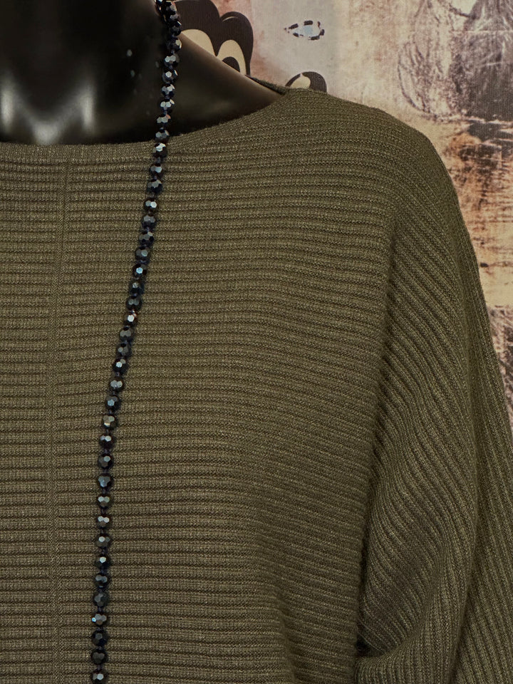 Pull en maille côtelée manches 3/4 & col rond (38/40)