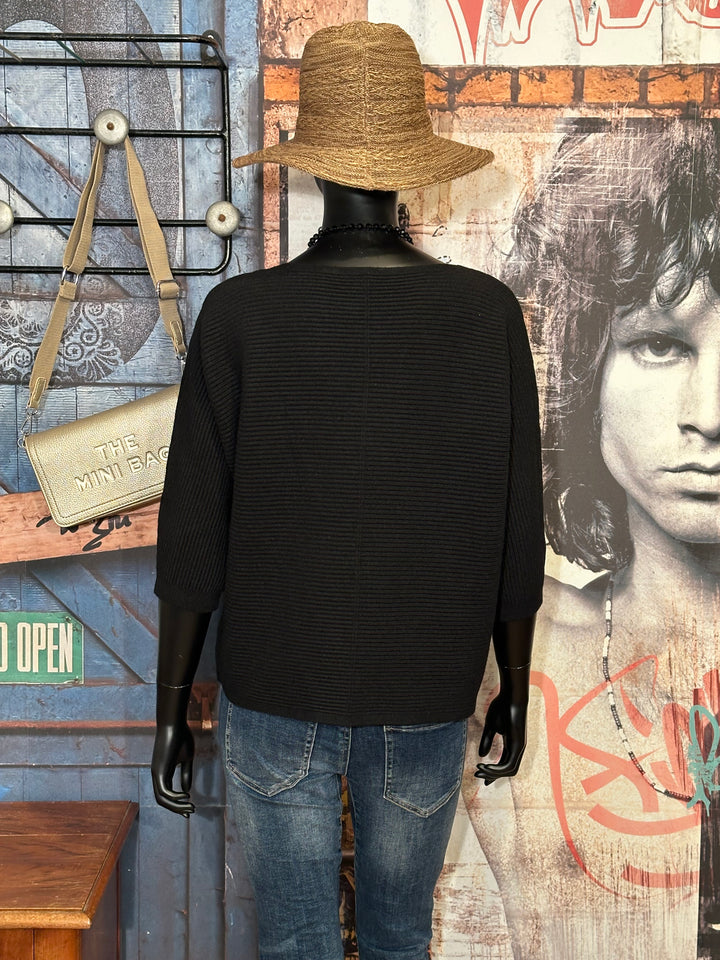 Pull en maille côtelée manches 3/4 & col rond (38/40)
