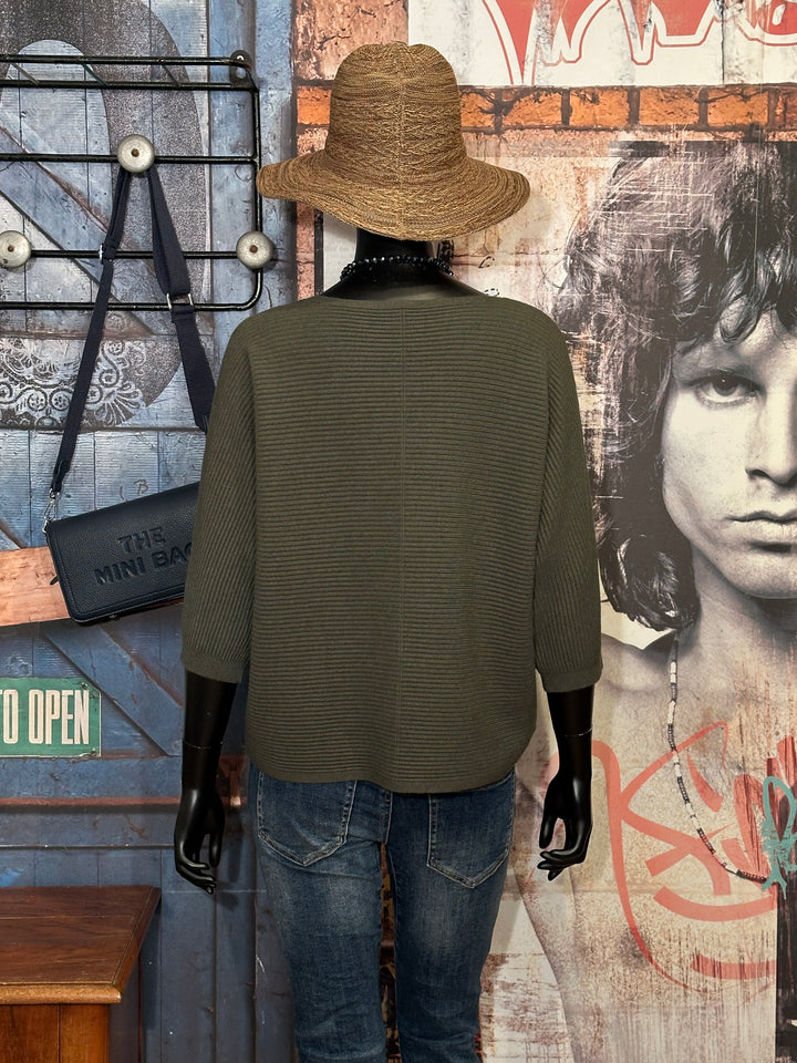 Pull en maille côtelée manches 3/4 & col rond (38/40)