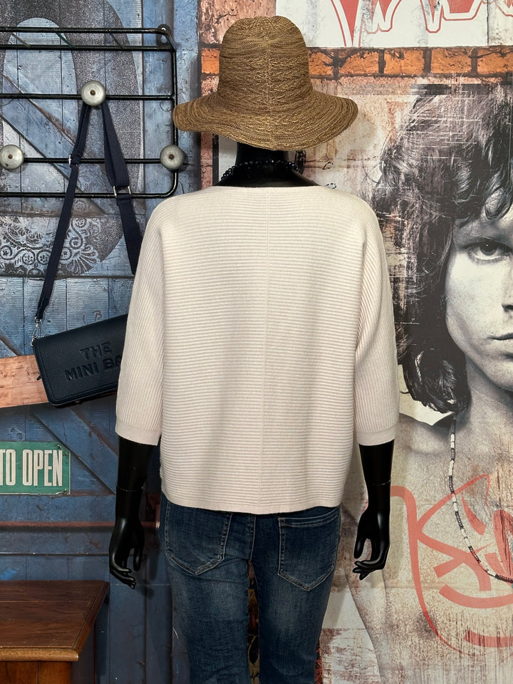 Pull en maille côtelée manches 3/4 & col rond (38/40)