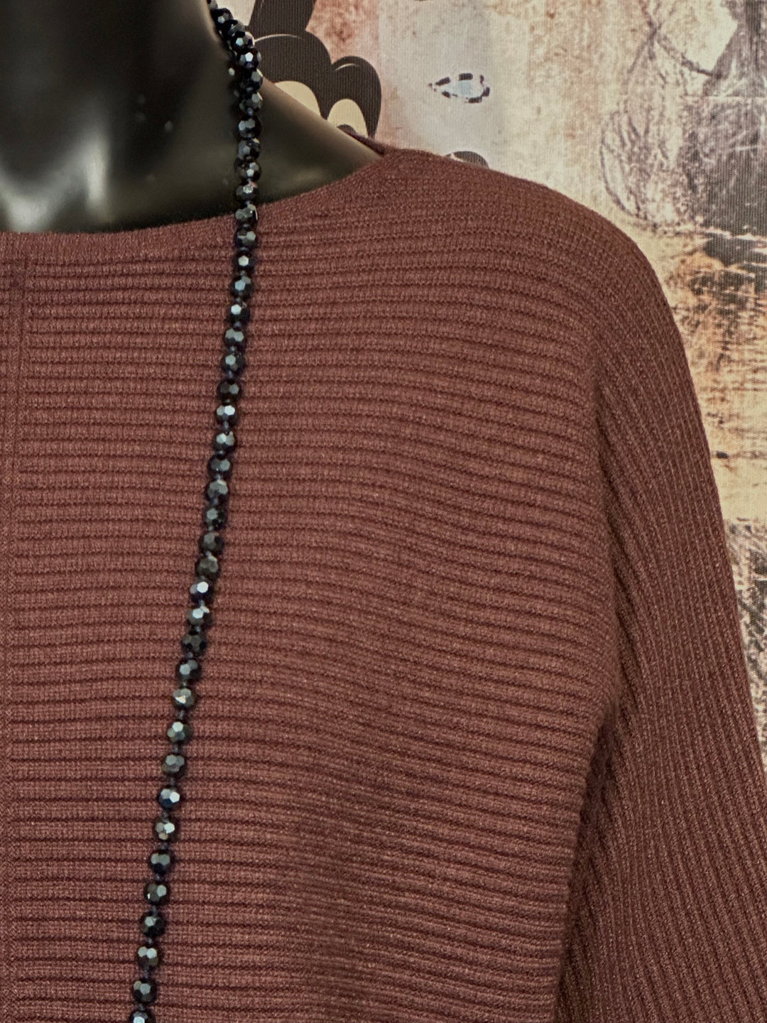 Pull en maille côtelée manches 3/4 & col rond (38/40)