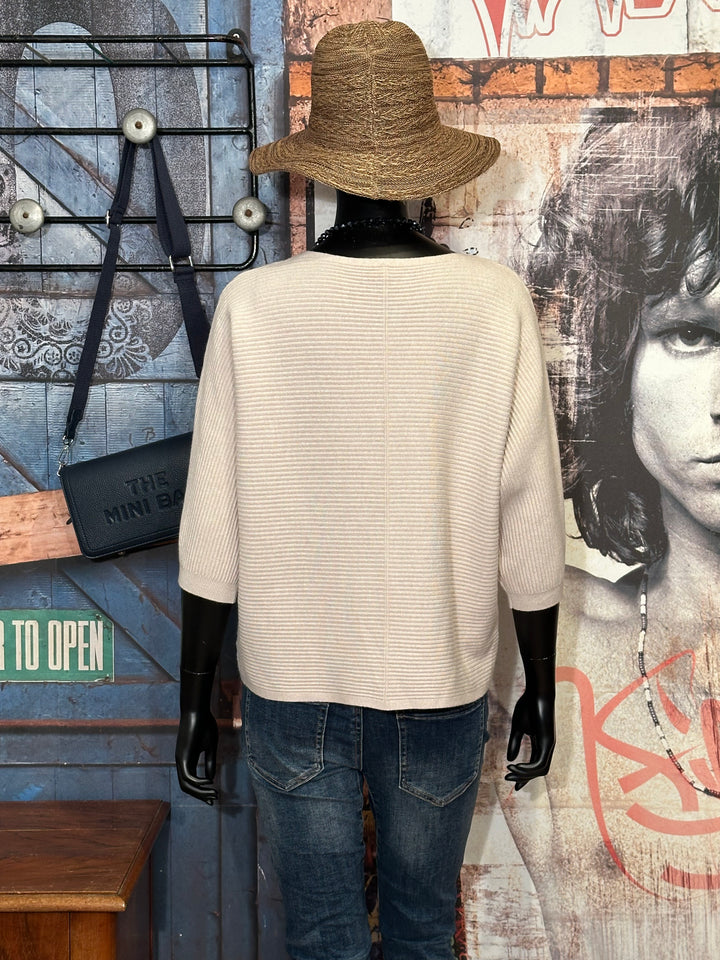 Pull en maille côtelée manches 3/4 & col rond (38/40)