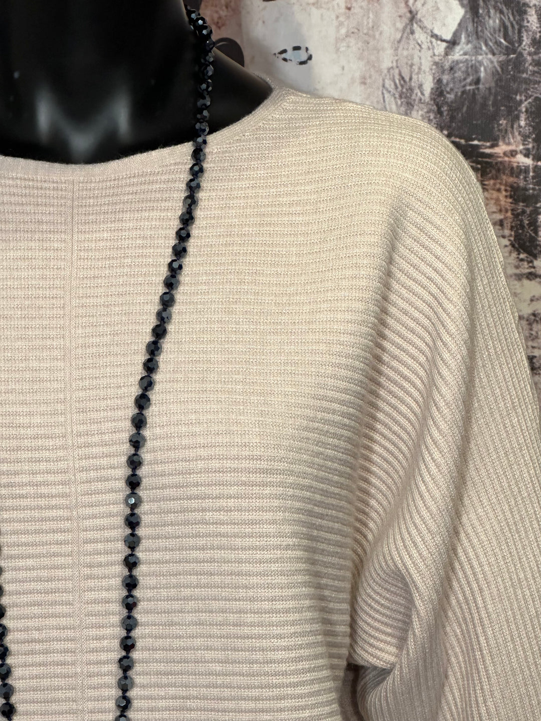 Pull en maille côtelée manches 3/4 & col rond (38/40)