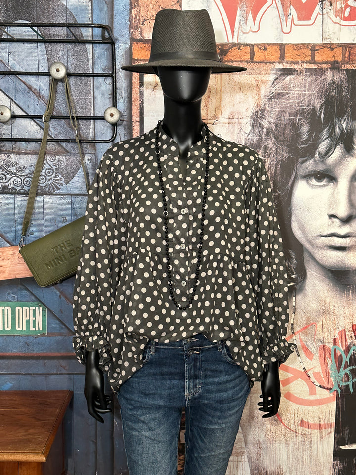 Blouse oversize à pois en voile de coton (40/46) MADE IN 🇮🇹