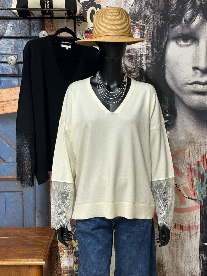 Pull manches dentelle "Antoine" (40/42 et 44/46 )