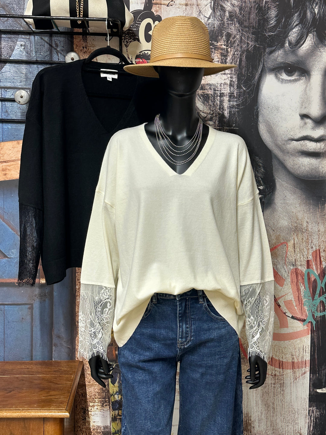 Pull manches dentelle "Antoine" (40/42 et 44/46 )