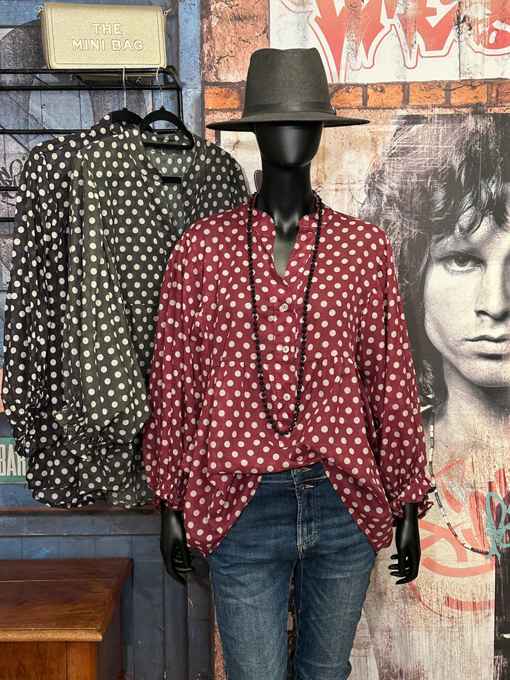 Blouse oversize à pois en voile de coton (40/46) MADE IN 🇮🇹