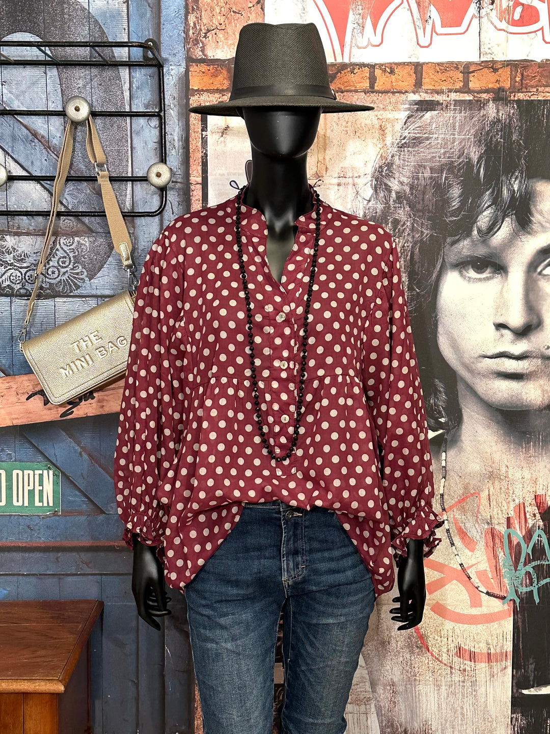 Blouse oversize à pois en voile de coton (40/46) MADE IN 🇮🇹