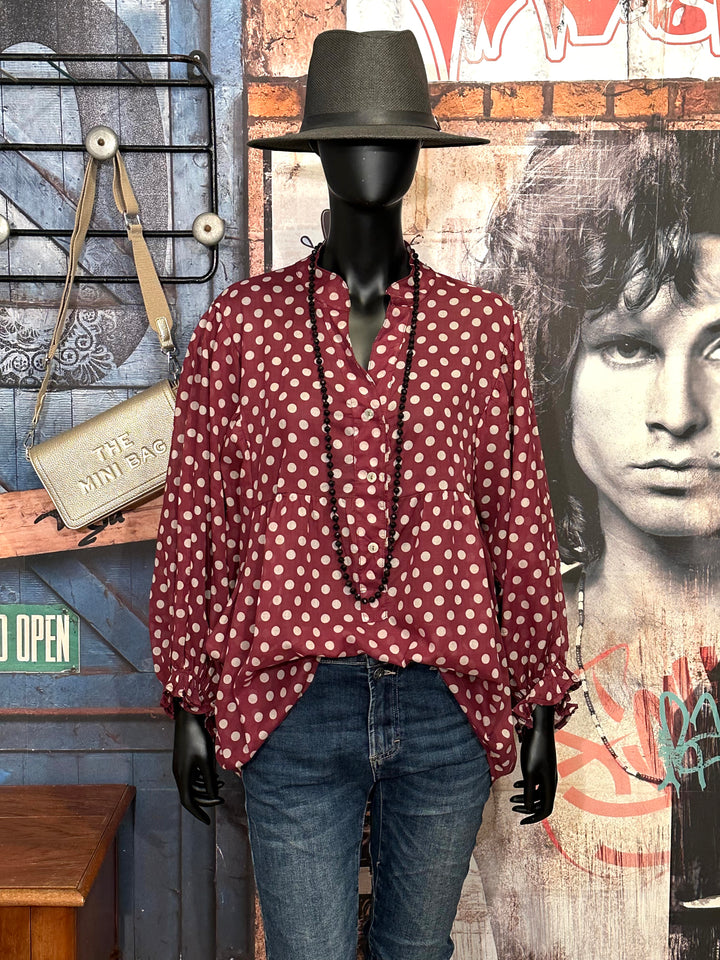 Blouse oversize à pois en voile de coton (40/46) MADE IN 🇮🇹