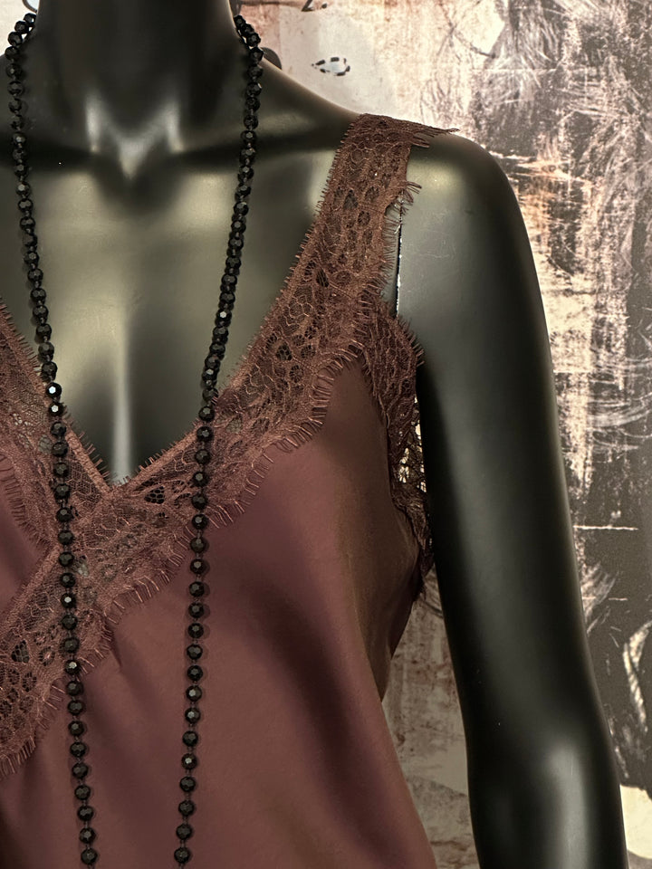 Tunique satinée bretelles & dentelle MADE IN 🇮🇹