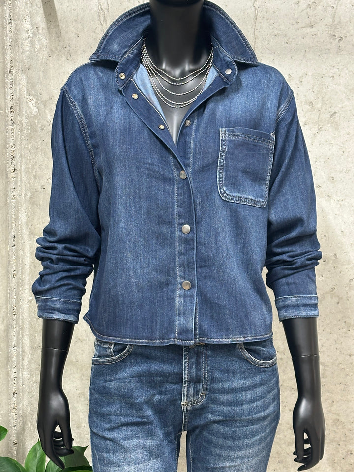 Chemise courte "Zoé" en denim foncé ( S ➡️ XL)