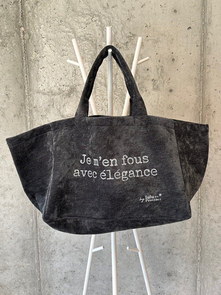 Tasche/Tragetasche Lulu "Je m'en fous avec élégance" anthrazit 100% 🇫🇷