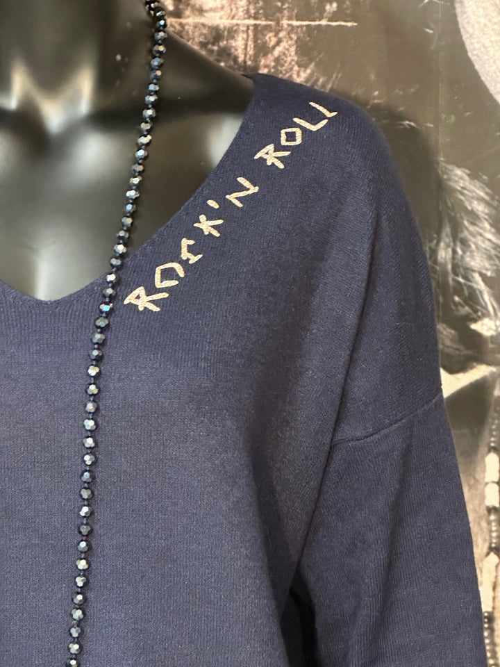 Pull col V "Rock'n roll" (38/42) MADE IN 🇮🇹