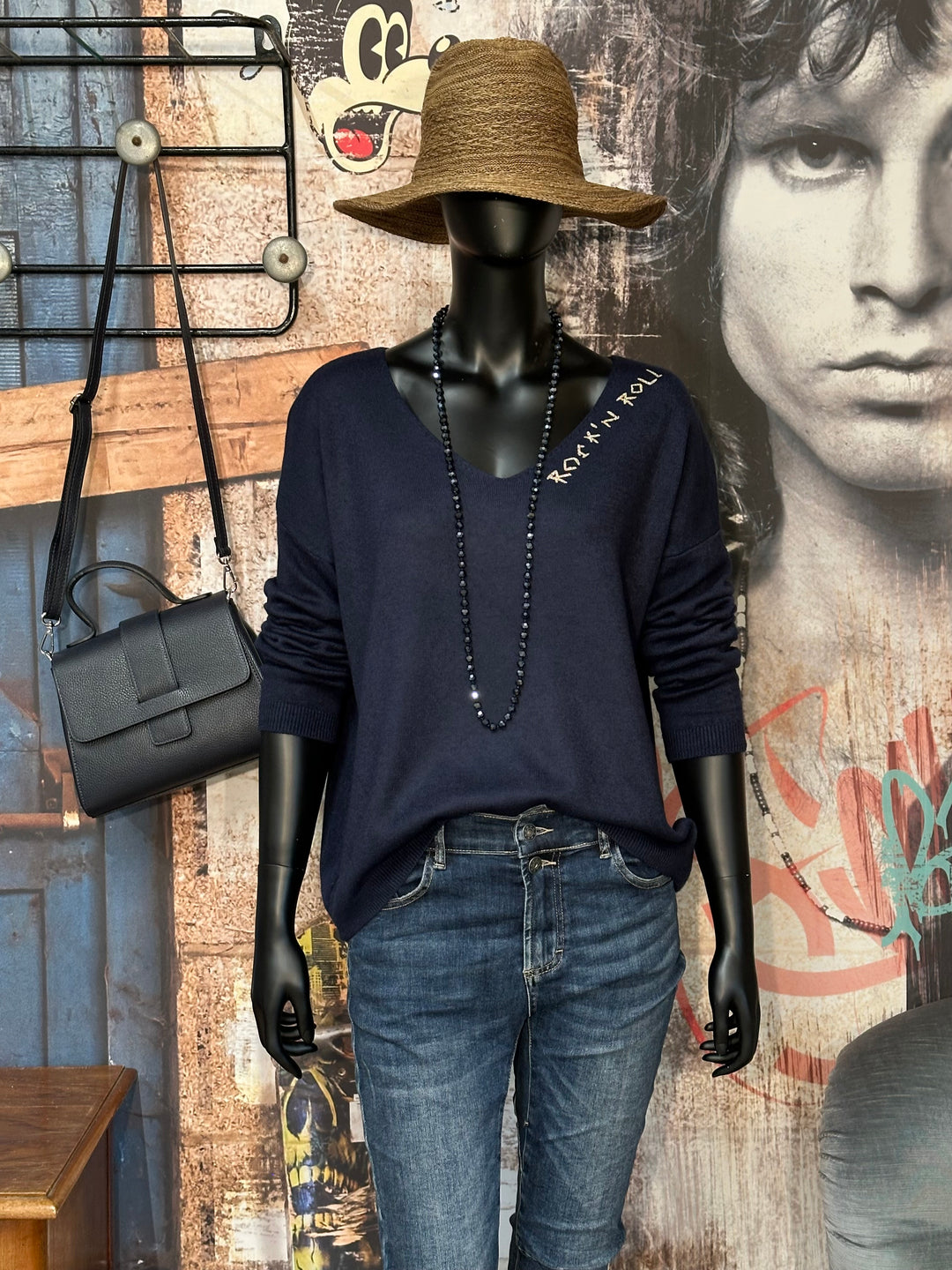 Pull col V "Rock'n roll" (38/42) MADE IN 🇮🇹