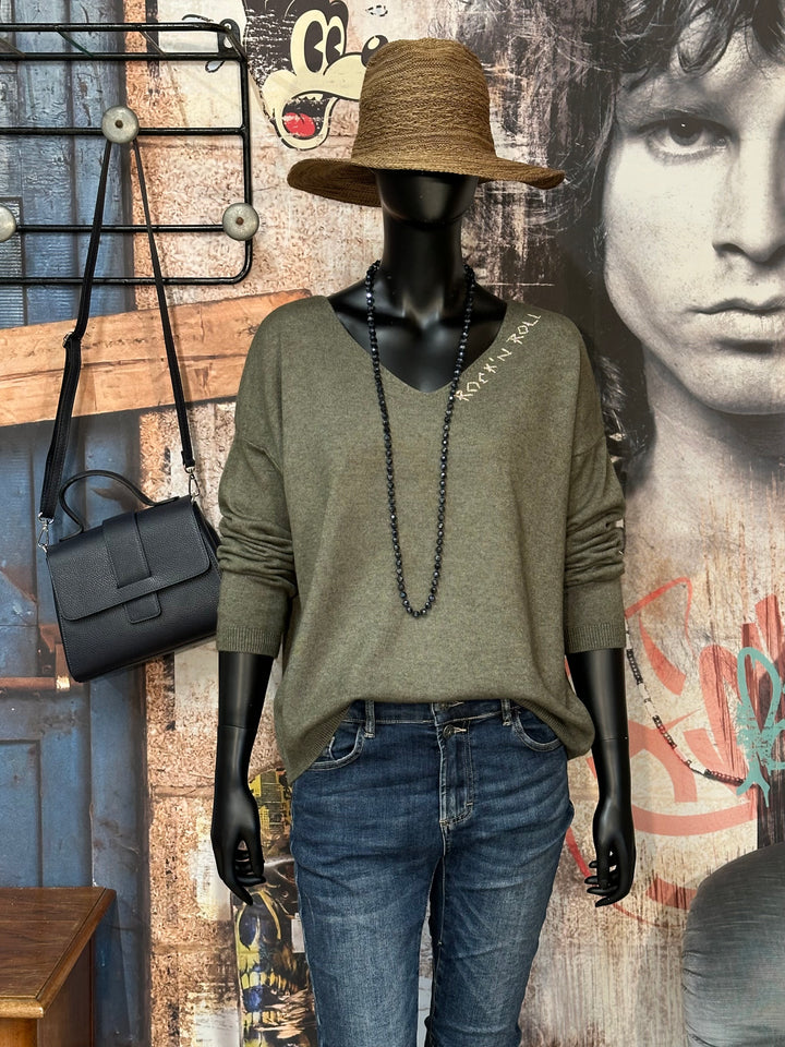 Pull col V "Rock'n roll" (38/42) MADE IN 🇮🇹