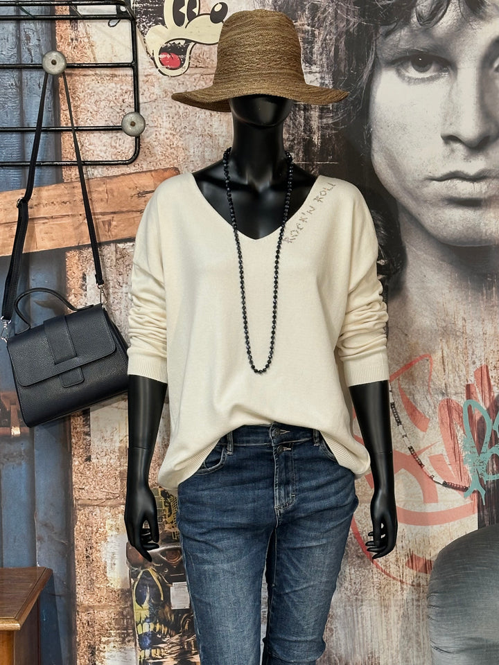 Pull col V "Rock'n roll" (38/42) MADE IN 🇮🇹