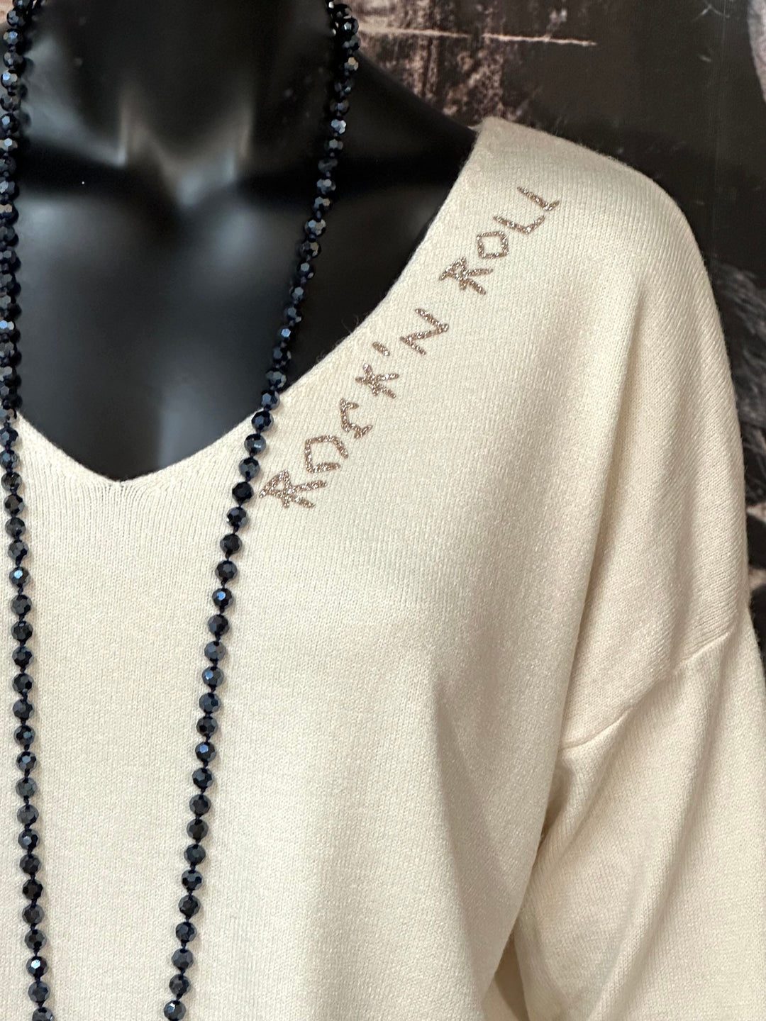 Pull col V "Rock'n roll" (38/42) MADE IN 🇮🇹