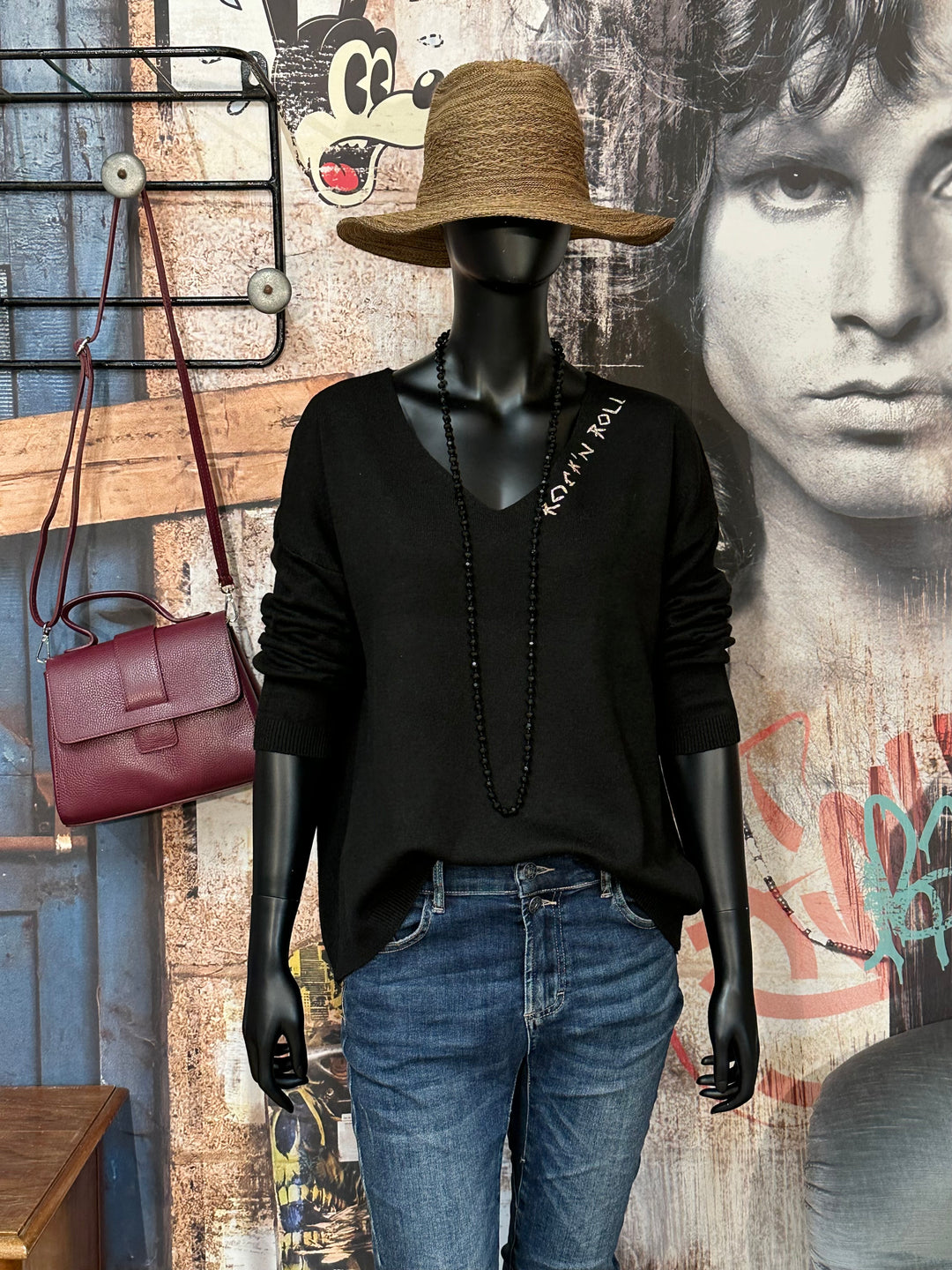 Pull col V "Rock'n roll" (38/42) MADE IN 🇮🇹