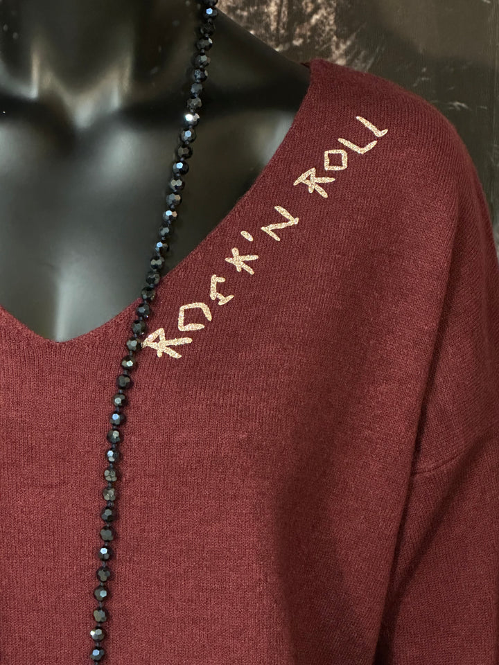 Pull col V "Rock'n roll" (38/42) MADE IN 🇮🇹