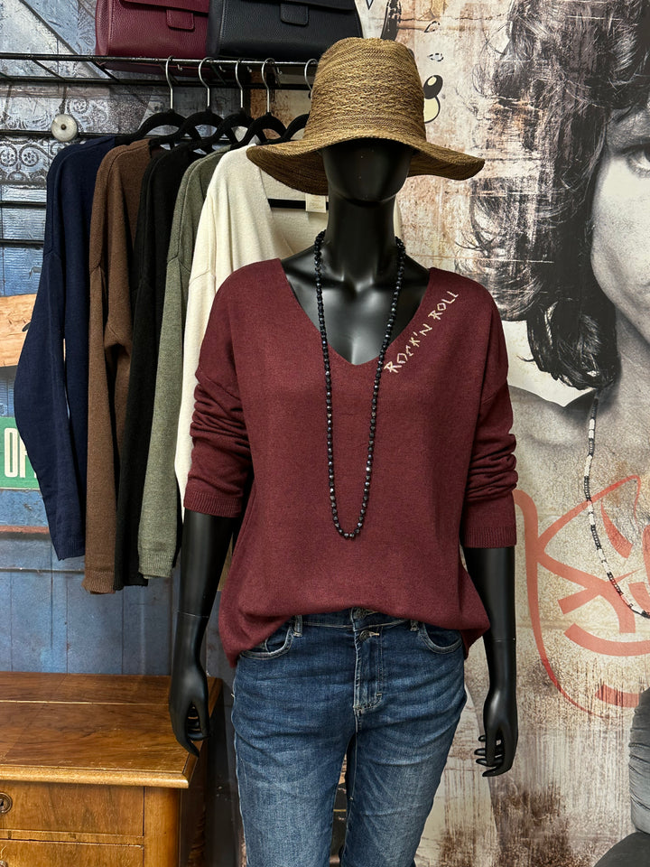Pull col V "Rock'n roll" (38/42) MADE IN 🇮🇹