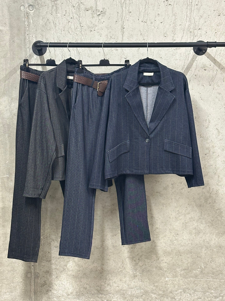 Ensemble tailleur motif chevrons "Gauthier" (42/46) MADE IN ITALY