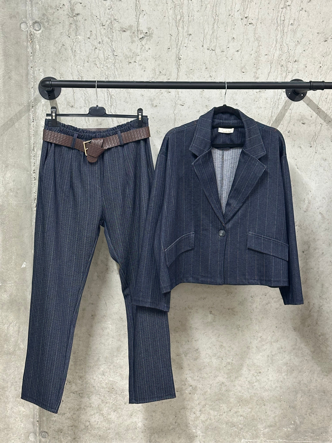 Ensemble tailleur motif chevrons "Gauthier" (42/46) MADE IN ITALY
