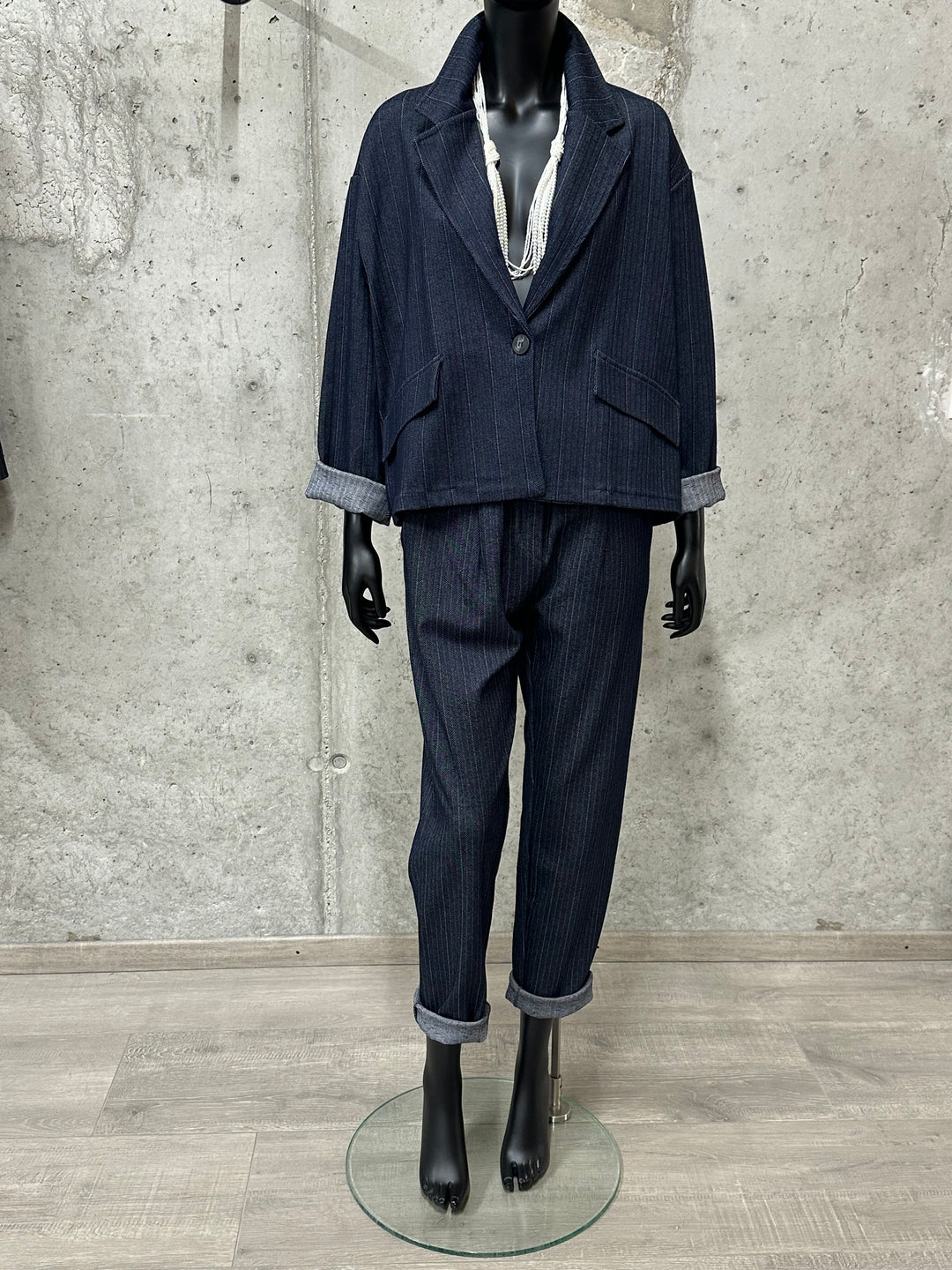 Ensemble tailleur motif chevrons "Gauthier" (42/46) MADE IN ITALY