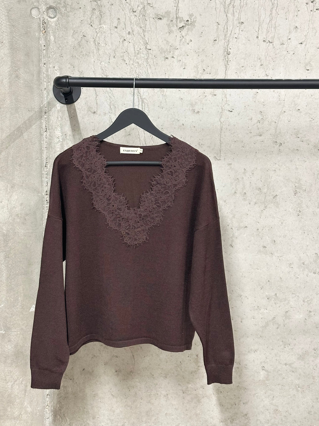 Pull court col V dentelle "Jonas" (38/42)