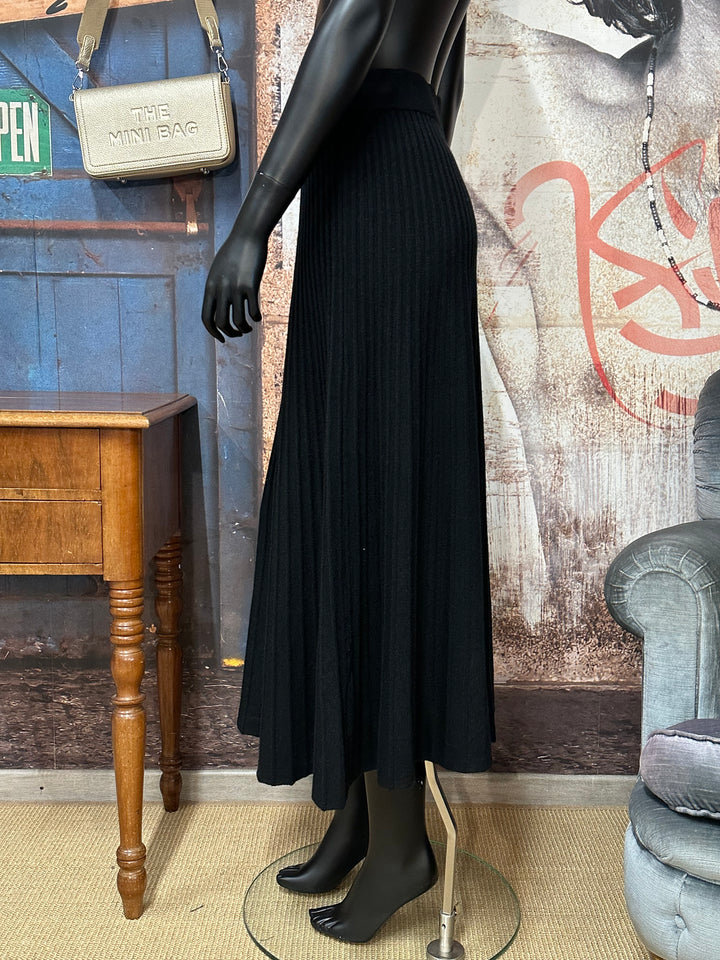 Faltenrock mit elastischer Taille schwarz (36/40)