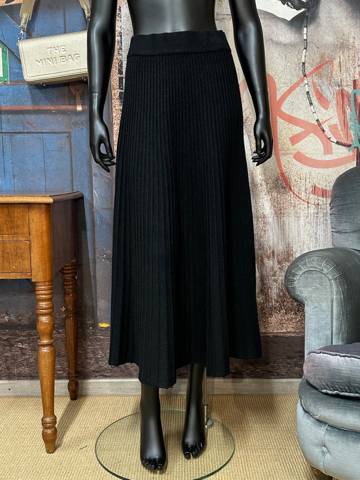 Faltenrock mit elastischer Taille schwarz (36/40)