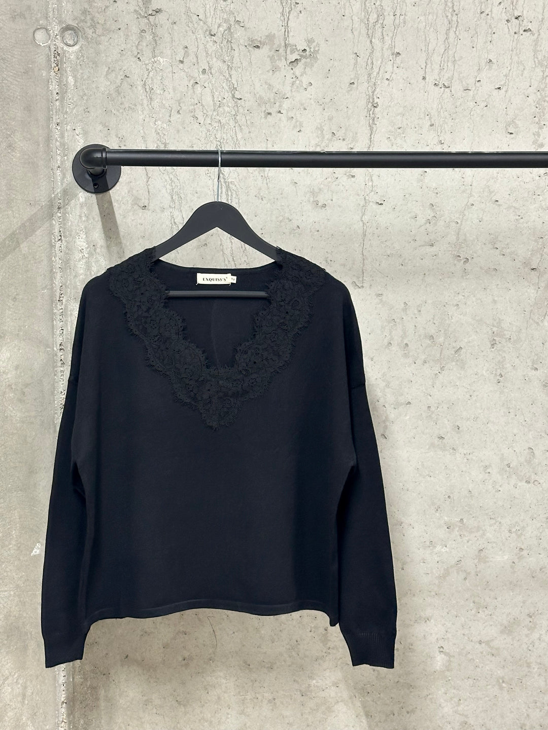 Pull court col V dentelle "Jonas" (38/42)