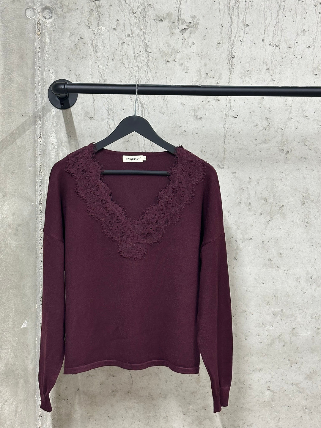 Pull court col V dentelle "Jonas" (38/42)