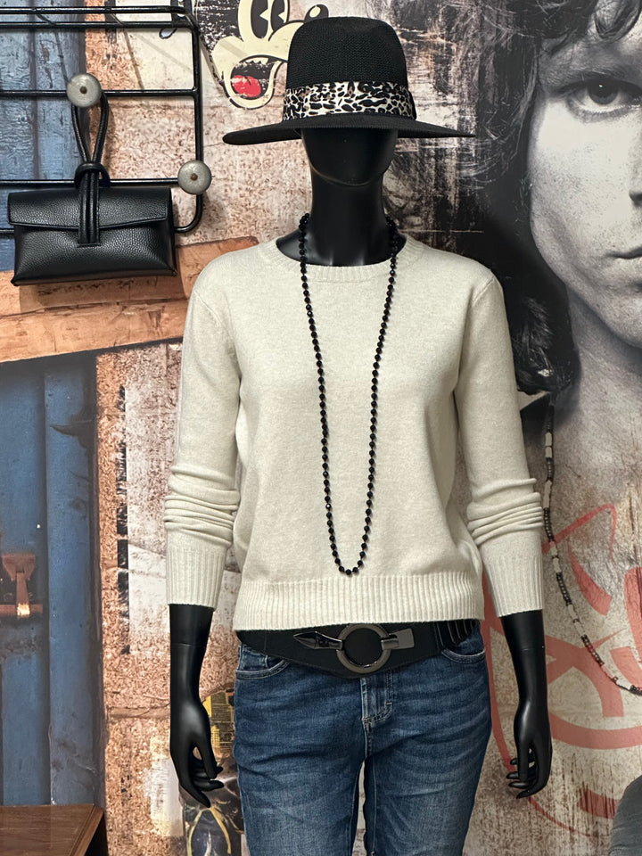 Unifarbener Kurzpullover mit Rundhalsausschnitt (34/38)