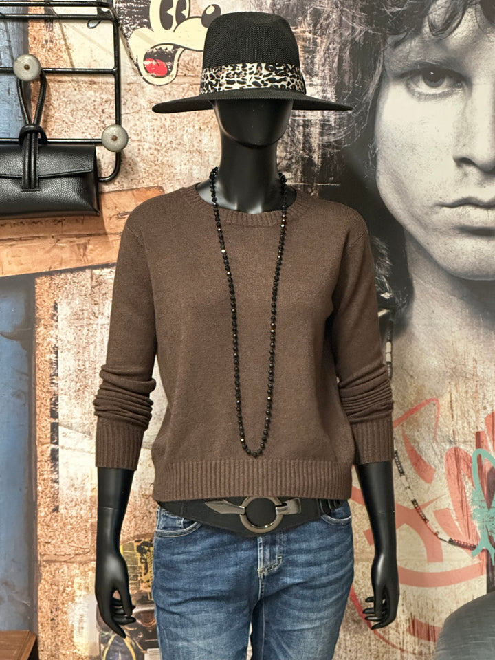 Unifarbener Kurzpullover mit Rundhalsausschnitt (34/38)