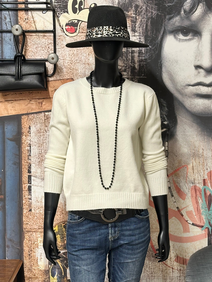 Unifarbener Kurzpullover mit Rundhalsausschnitt (34/38)