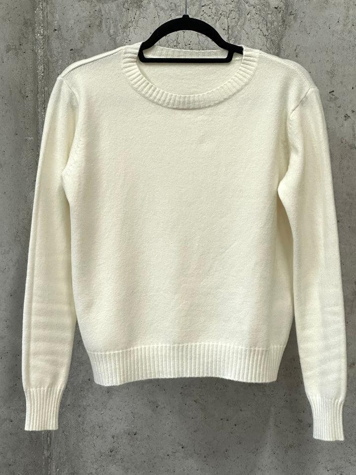 Unifarbener Kurzpullover mit Rundhalsausschnitt (34/38)