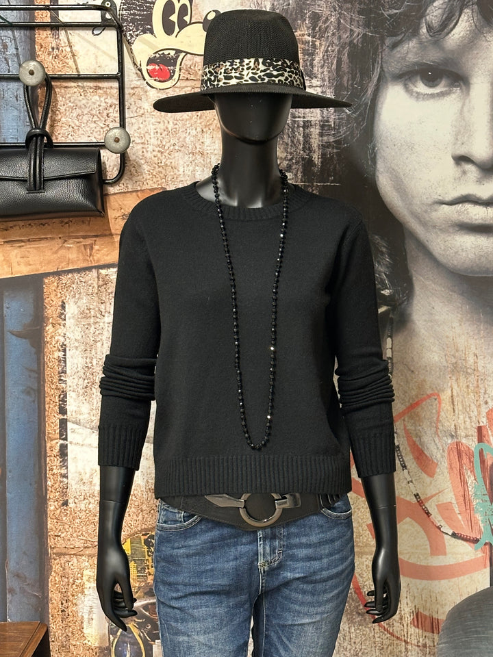 Unifarbener Kurzpullover mit Rundhalsausschnitt (34/38)