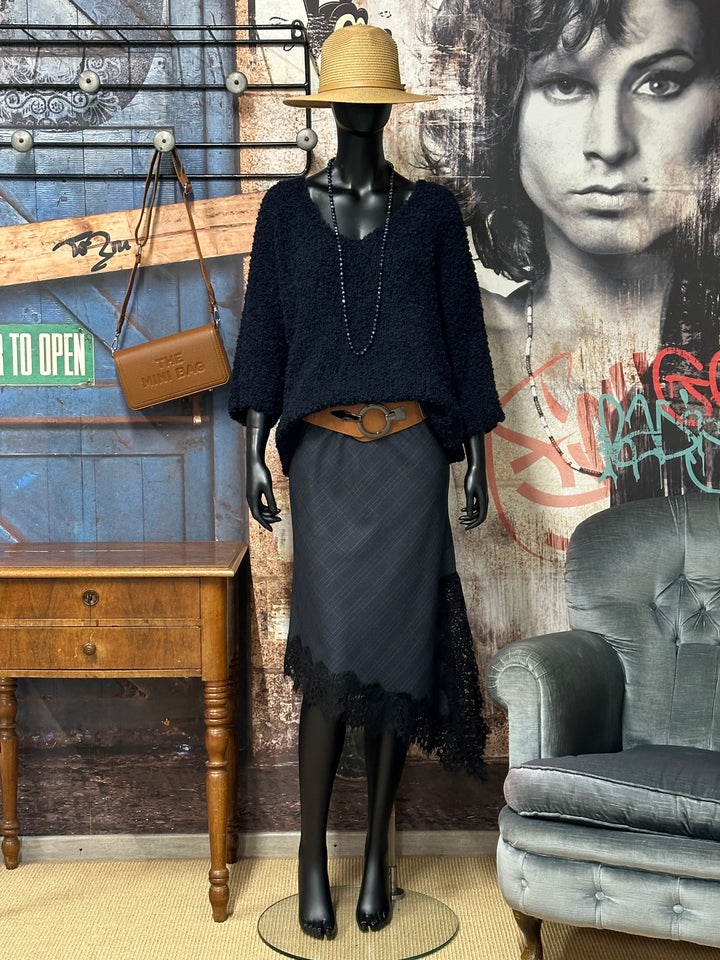 Asymmetrischer Rock mit Karos und Spitze (36 ➡️ 42)MADE IN 🇮🇹