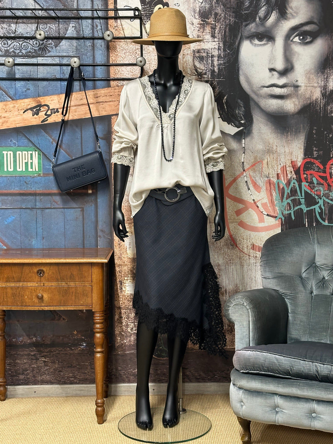 Asymmetrischer Rock mit Karos und Spitze (36 ➡️ 42)MADE IN 🇮🇹